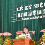 Thiếu tướng, Tiến sĩ Nguyên Văn Hưng, Hiệu trưởng Nhà trường đọc diễn văn chúc mừng ngày nhà giáo Việt Nam