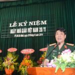 Thiếu tướng Phạm Dũng Tiến - Phó Chủ nhiệm, Tham mưu trưởng Tổng cục Kỹ thuật tới dự và phát biểu tại Lễ kỷ niệm