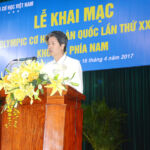 Phó Giáo sư, tiến sĩ Nguyễn Hữu Lộc - Phó Trưởng ban tổ chức Olympic Cơ học lần thứ XXIX phát biểu khai mạc kỳ thi